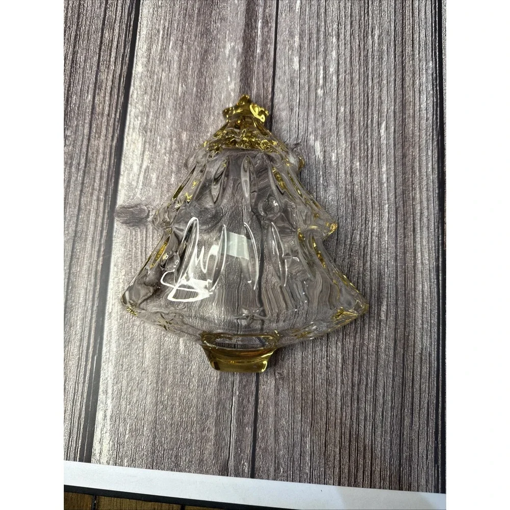 Studio Nova Christmas Tree Candy Dish  Crystal Gold Rim Yuletide Spirit